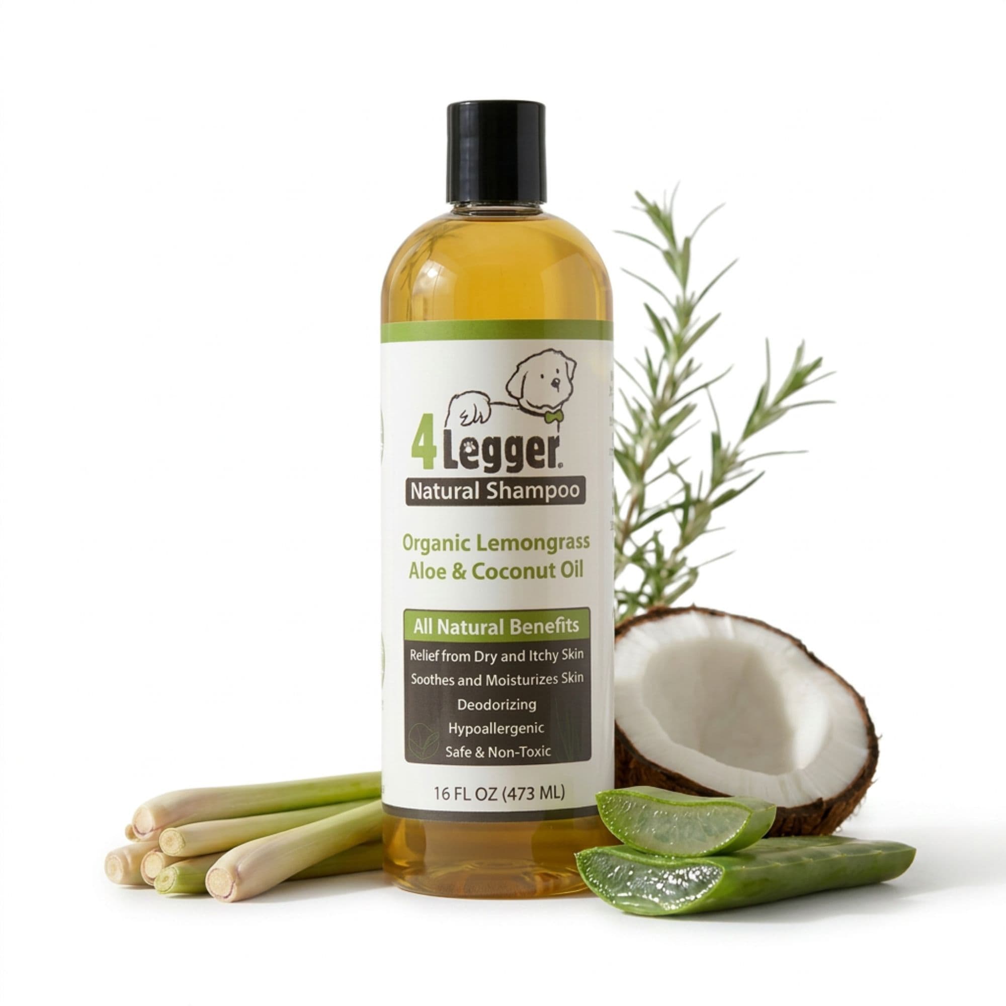 4-Legger Lemongrass and Aloe Organic Hypoallergenic Dog Shampoo