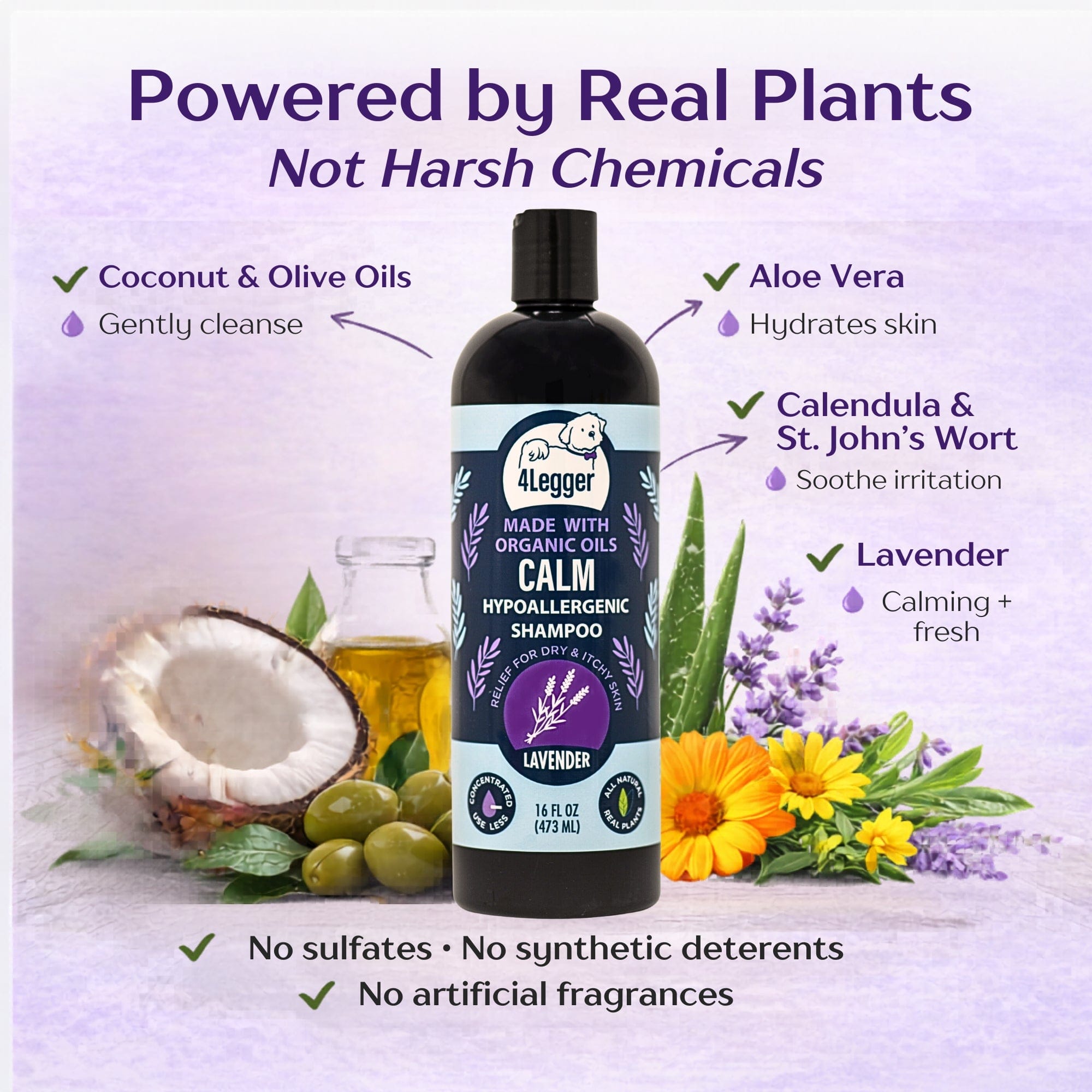 4-Legger CALM Lavender Dog Shampoo | Soothes Dry, Itchy