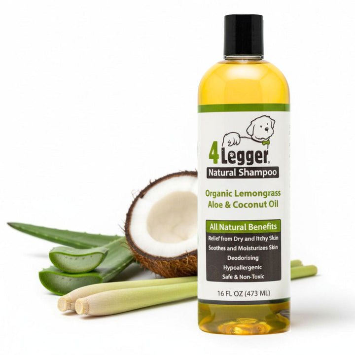 4-Legger Organic Lemongrass Aloe Dog Shampoo 16oz — USDA Certified Organic, hypoallergenic formula