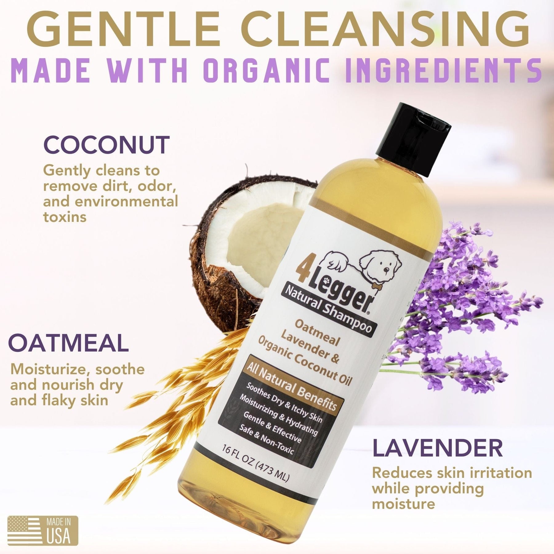 Photo inspiration: Picture Idea: 4 Legger Organic Oatmeal Dog Shampoo With Lavender For Itchy