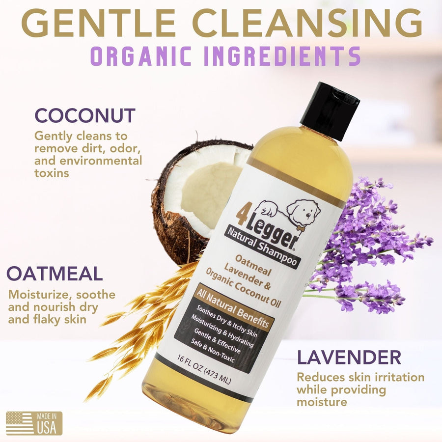 4Legger Organic Oatmeal Dog Shampoo with Lavender for Itchy Skin