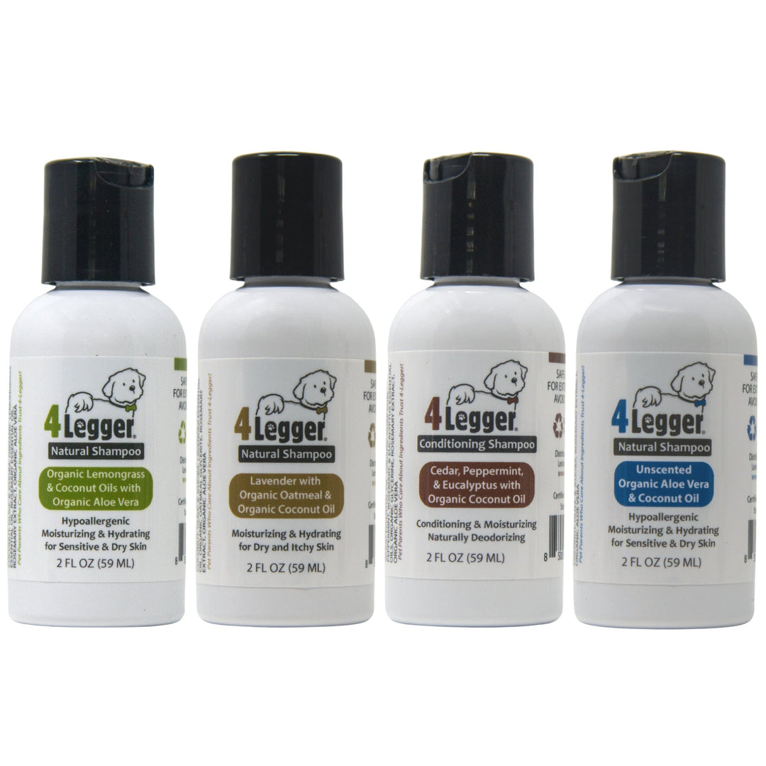 Sample Pack of 4-Legger Organic Dog Shampoo 2 oz each