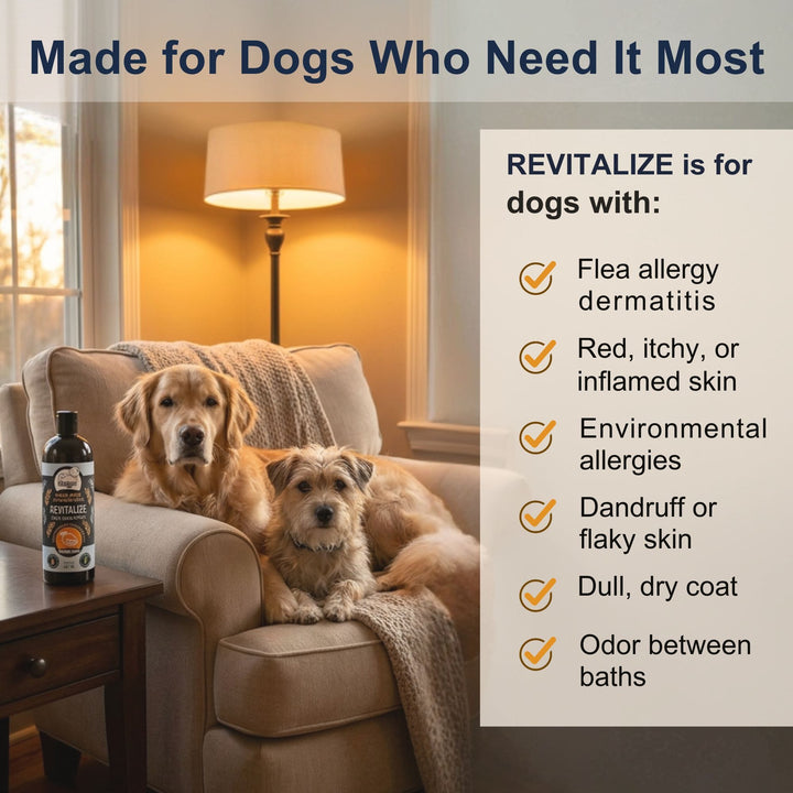 -Legger REVITALIZE neem dog shampoo for flea allergy dermatitis itchy skin environmental allergies and dandruff