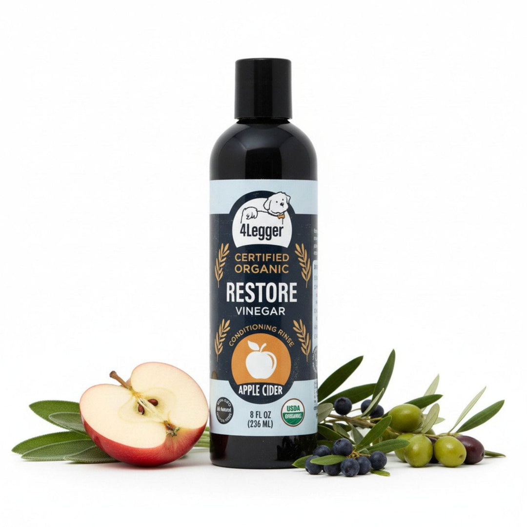 4-Legger RESTORE Organic Apple Cider Vinegar Conditioning Rinse for Dogs — 8oz bottle with fresh ingredients