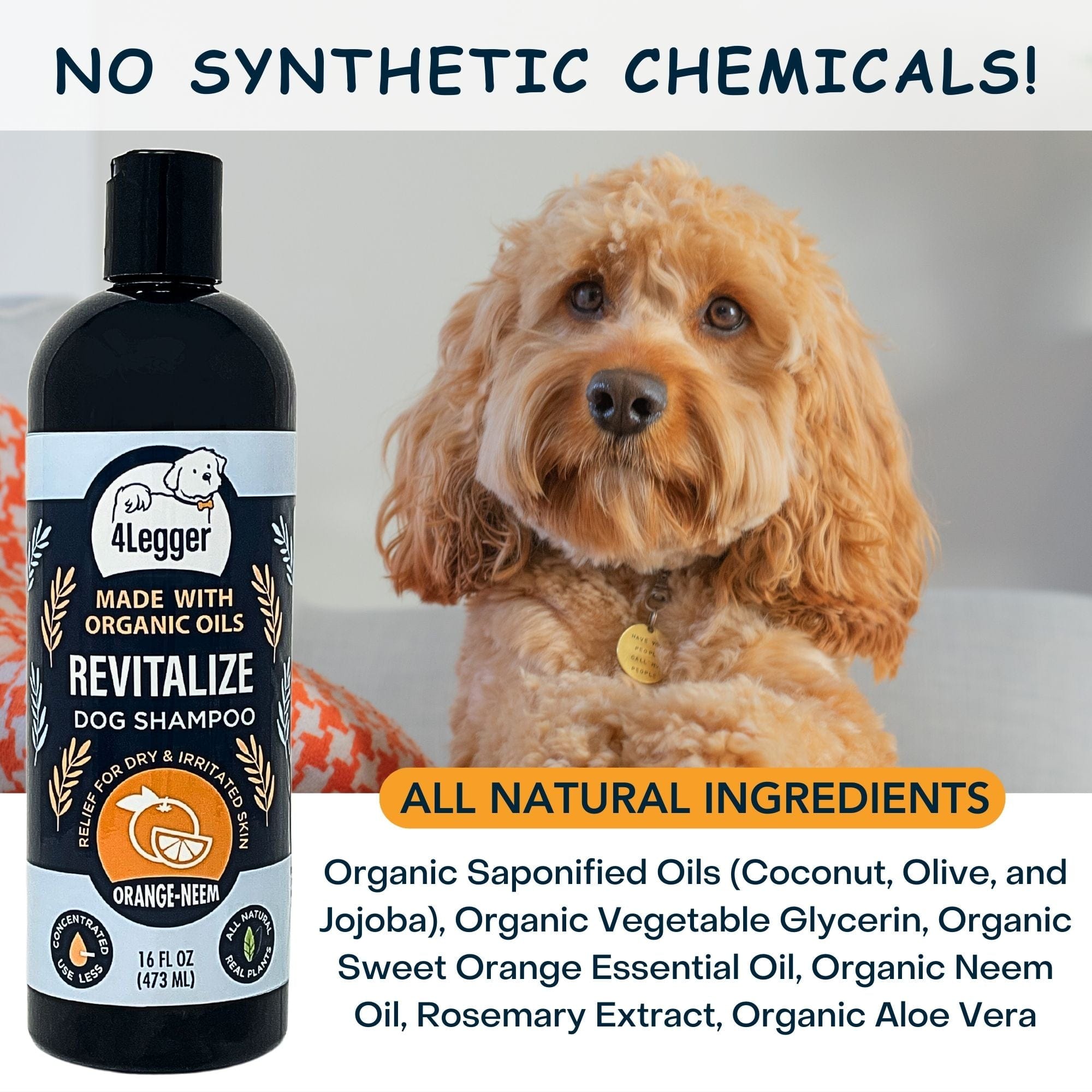 profil Psykologisk Cusco 4-Legger Organic Neem Dog Shampoo for Sensitive Skin Flea Dermatitis