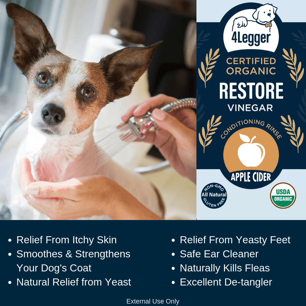 USDA Certified Organic Dog Conditioner - RESTORE - USDA Certified Organic Apple Cider Vinegar Conditioning Rinse For Dogs