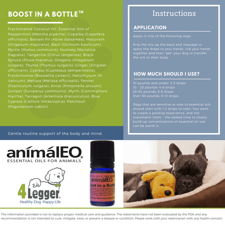 Pet safe essential oil blend to support your dog's physical and emotional health